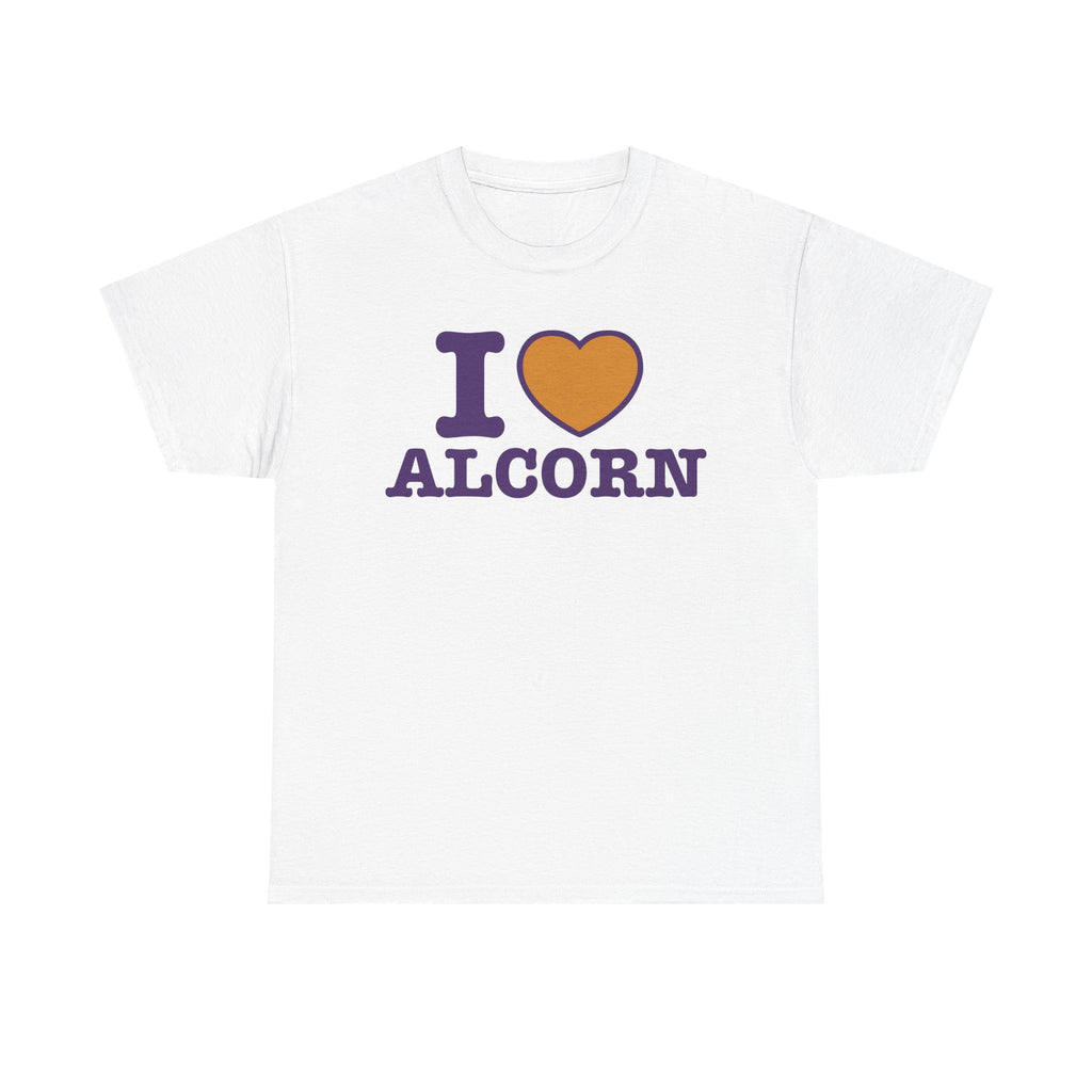 I Love Alcorn Unisex Heavy Cotton Tee | College Spirit Wear, Gift for Students, Alumni T-Shirt, Back to School, Casual Everyday Wear