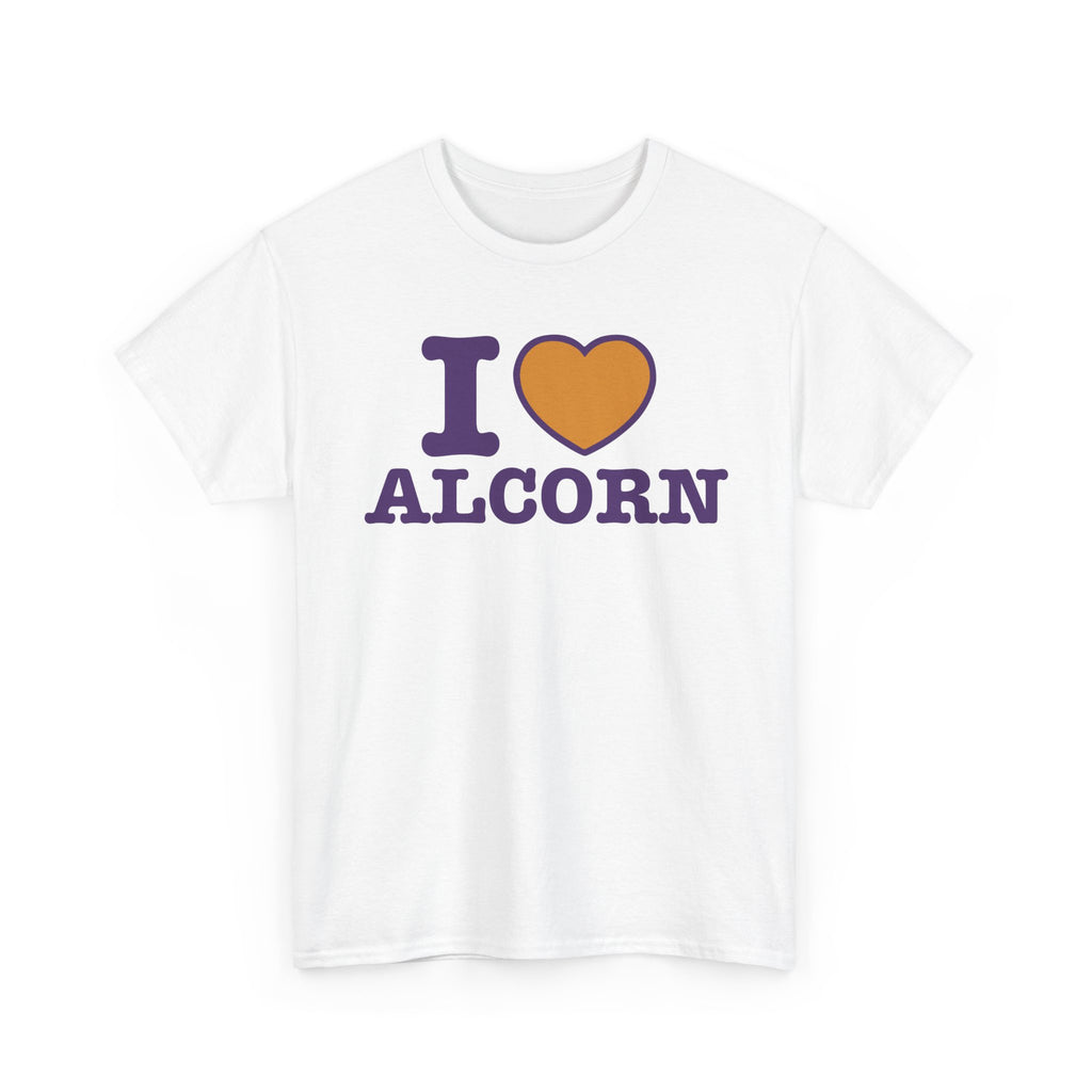 I Love Alcorn Unisex Heavy Cotton Tee | College Spirit Wear, Gift for Students, Alumni T-Shirt, Back to School, Casual Everyday Wear